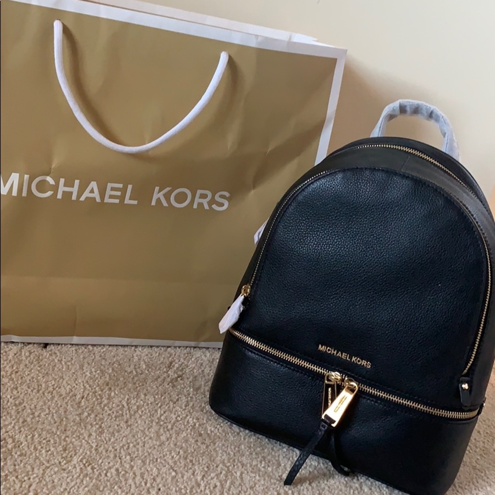Michael Kors black leather backpack